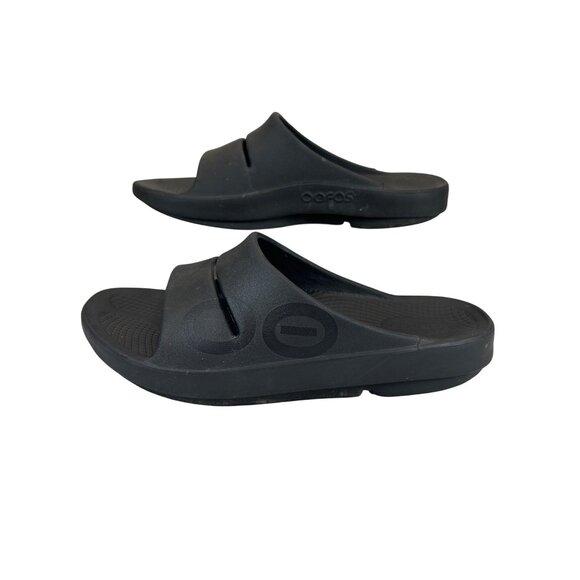 Oofos Slides Unisex Size 7M/9W Black Sandals Ooriginal Sport Recovery - Picture 2 of 8